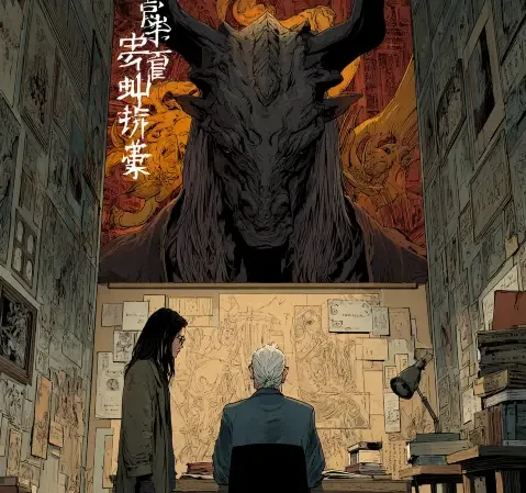 动画电影《雾中风景》封面，手绘风格
